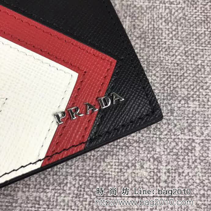 PRADA普拉達 專櫃最新款式 頂級原單十字紋牛皮 男士短款錢夾 2M0513 DD1150
